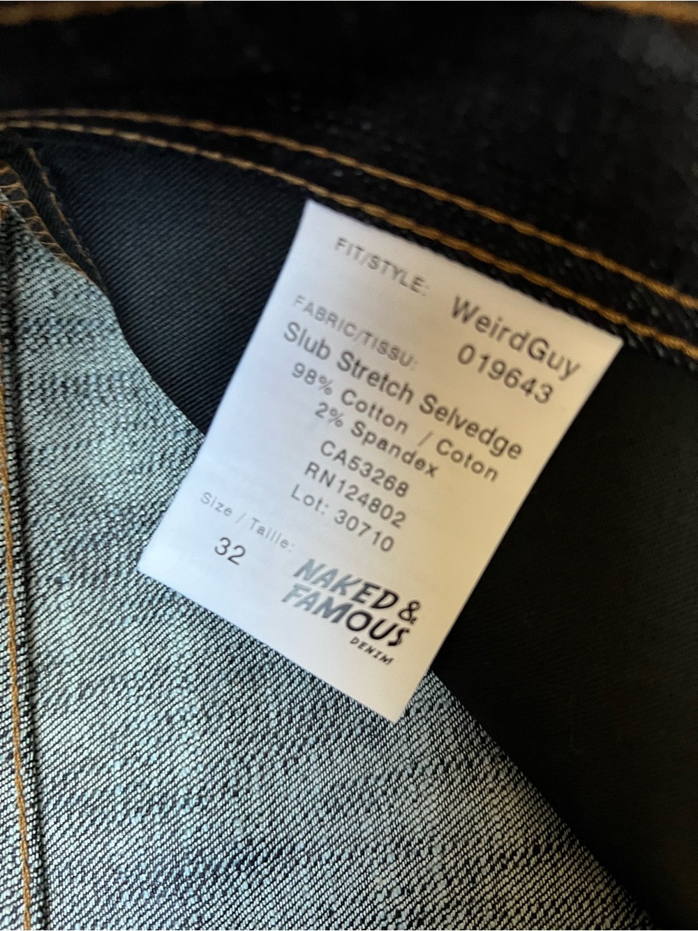 Naked and Famous Slub Stretch Selvedge Jeans Dark Indigo Weird Guy 32 019643 - Picture 9 of 13